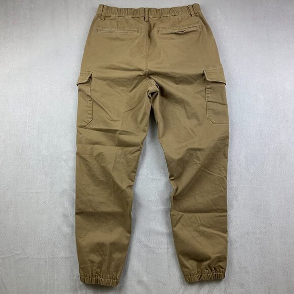 Uniqlo Mens Pants Small 27-30 Beige Tan Cargo Tapered Drawstring Cotton Spandex - Picture 8 of 10